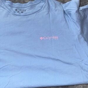 Columbia Sky Blue Tee with Pink Logo